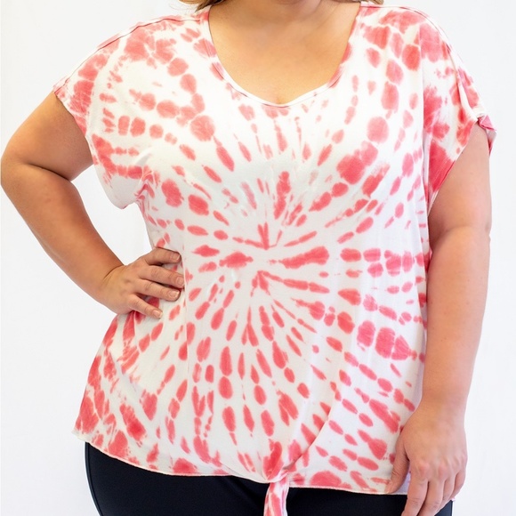 Play Plus Size Tie-Dyed T-Shirt in Guava Pink - Picture 1 of 6